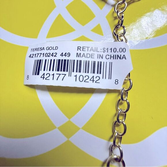 NWT Kendra Scott Teresa Pendant Necklace Gold Teal - Picture 7 of 7